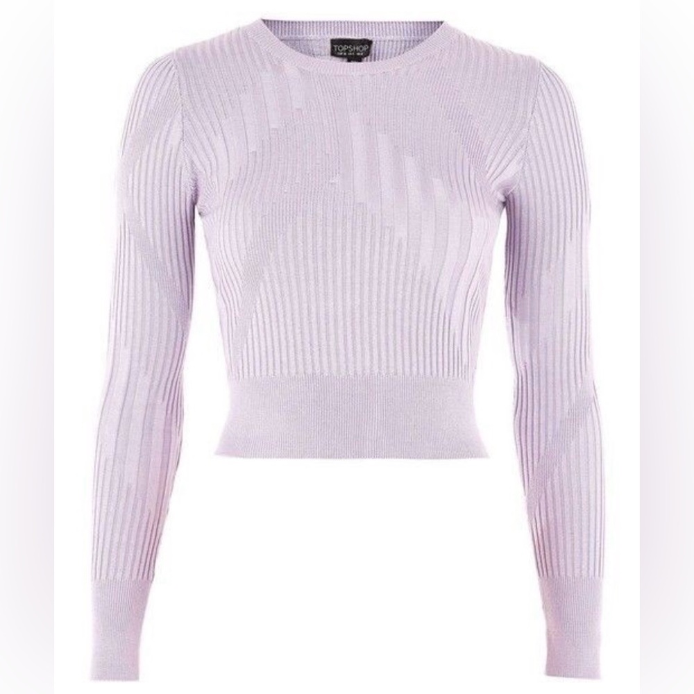 Topshop Lavender Ribbed Knit Long Sleeve Sweater Size Small